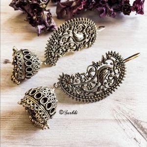 Indian traditions pure silver cuff earrings